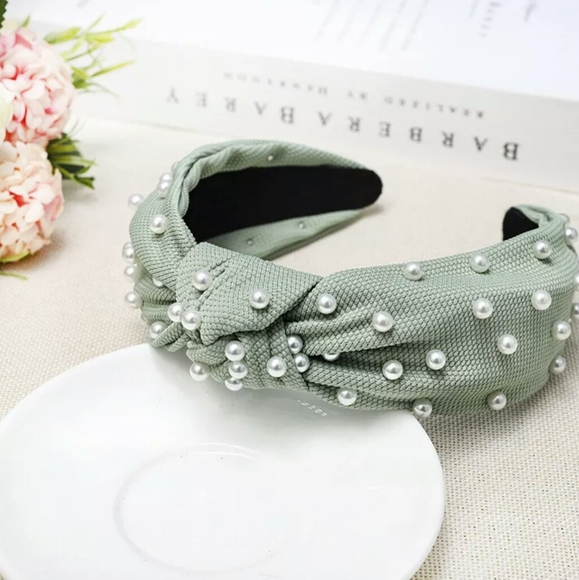 None Accessories - 💛 Embellished turban pearl headband